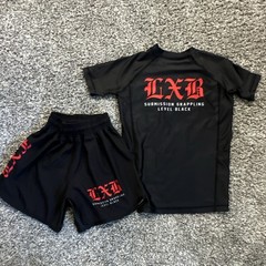 Level Black Submission Grappling Rash Guard Grappling set unisex YL Black Red