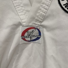 VINTAGE Tiger Claw Taekwondo Dobok Top Martial Arts White V-Neck Streetwear Judo