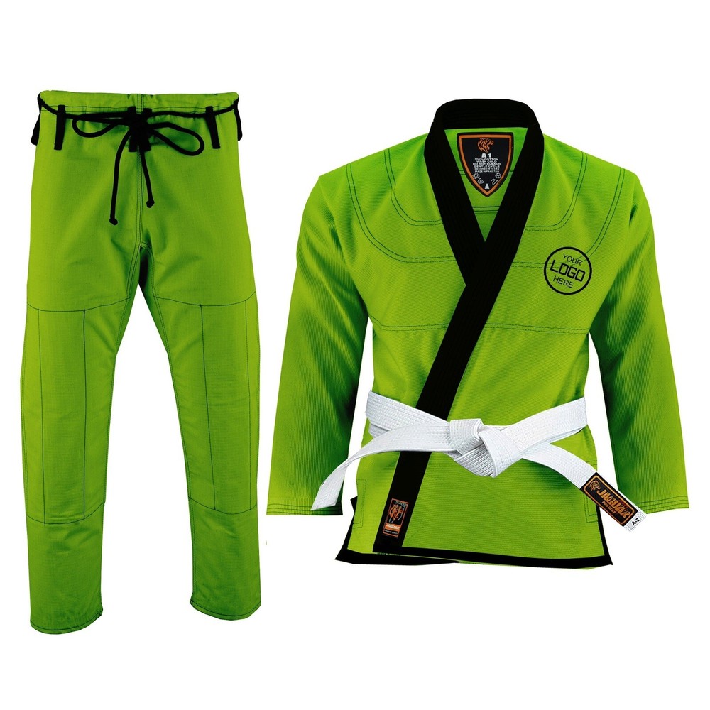 BJJ GI Jaguar Pro Gear Brazilian Jiu Jitsu Kimono Uniform Unisex (green) SizeA1