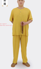 Cotton Meditation Buddhist Monk Sleepwear Summer Shaolin pajamas Set Underwear