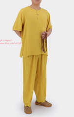 Cotton Meditation Buddhist Monk Sleepwear Summer Shaolin pajamas Set Underwear