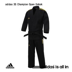 Adidas 3S Boy’s Champion Uniform/Dobok/ITF Style/Open type uniform/Black Uniform