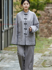 Unisex Shaolin Buddhist Monk Meditation Kung Fu Uniform Cotton Buckle Suit Sets