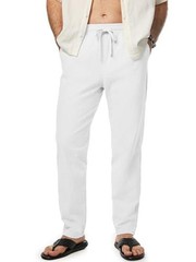 Mens 100% Cotton Pants Casual Elastic Waist Drawstring Medium 1 White