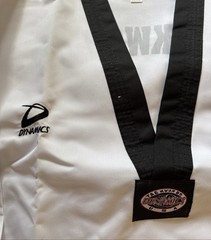 Dynamics White with Black Trim / V-neck Taekwondo Uniform Size 5 (190 Cm)