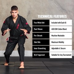 BJJ GI for Men IBJJF Kimono BJJ Jiujitsu GIS W/Preshrunk Fabric & Free Belt (…