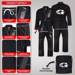 Black Brazilian jiu jitsu Uniforms Genteel Kimono premium quality BJJ GI A1 size