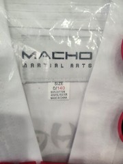 Macho Martial Arts Uniform – White – Tie Front Unisex Karate Brand New – Size 0