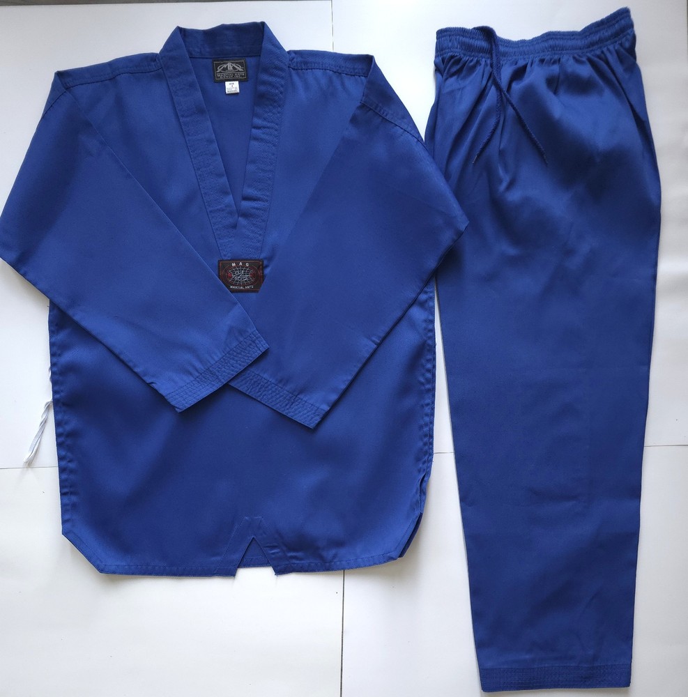 Youth Blue Martial Arts Uniform Set Top + Pants No Belt Sizes 1 & 4