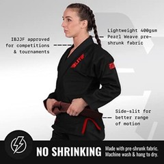 Elite Sports X5411 Womens Black Ultra-Light BJJ GI – IBJJF Jiu-Jitsu GI Size F2