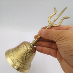 7.48″ Taoist Articles Trigeminal Bronze Bells Sanqing Taoist Ritual Bronze Bells