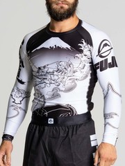 Fuji MMA BJJ Jiu Jitsu Long Sleeve LS Rashguard Rash Guard Sakana Black/White M