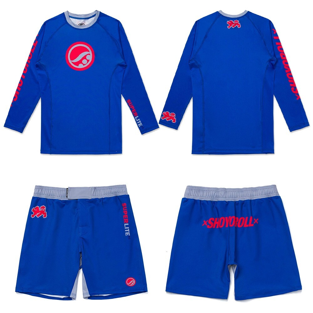 Shoyoroll Batch #145 SuperLite Retro Rash Guard LS & Training Fitted Shorts BJJ