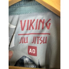 Viking Jiu Jitsu BJJ Gi Top Blue Grey Kids Size A0 Viking Graphic Lining Cotton