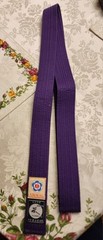 Black Kimono Robe Short/with Purple Aikikai Martial Arts Belt. Sz 1