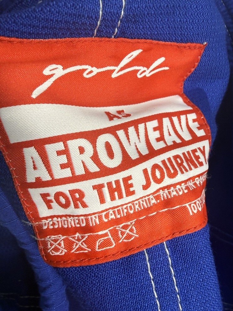 Gold Bjj Aeroweave Jiu Jitsu Gi – Size A5 Adult Blue W/Red IBJJF Judo MMA