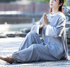 Womens Cotton Linen Kung Fu Tai Chi Uniform Martial Arts morning exercise Suit