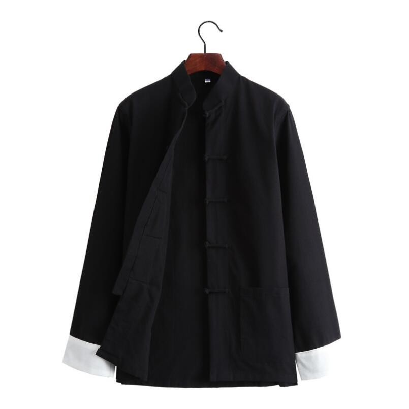 Mens Chinese Traditional Tang Suit Jacket Tops Kung Fu Wingchun Coat Sportwear