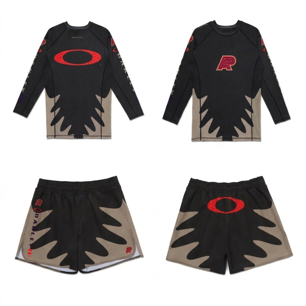 A&P x OAKLEY ENTAGLEMENT LS RASHGUARD & MMA TRAINING SHORTS – ALBINO & PRETO