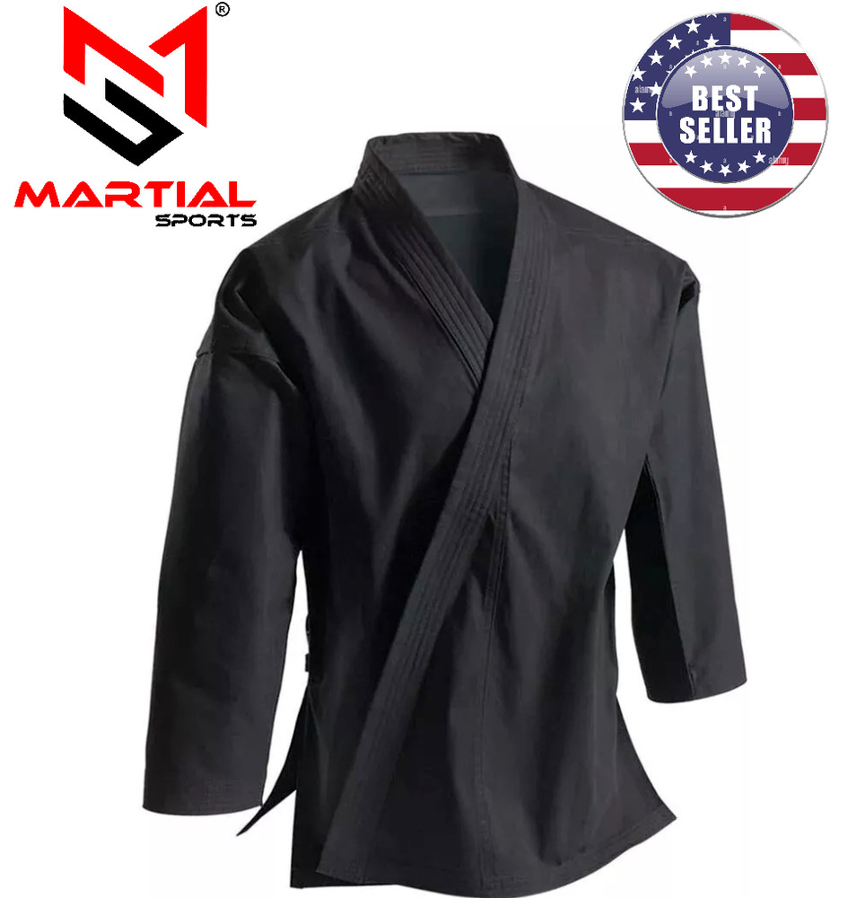 Martial Sports Heavyweight Karate Gi – Black – 100% Cotton – Free Shipping