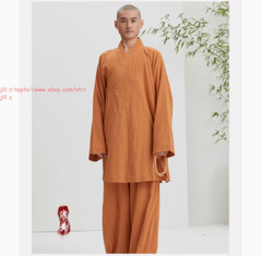 Buddhist Shaolin Monk Robe Full Set Cotton Thin Kung Fu Suit Meditation Uniforms