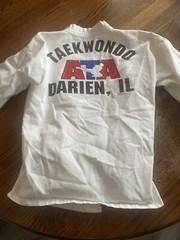 White Taekwondo Karate Martial Arts Youth Boy Size 0 Gi Uniform Shirt Top