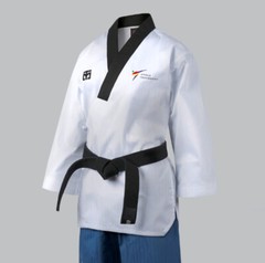 Women Mooto Official Black Collar Master Uniform Dobok Gi TKD WTF KTA Approved