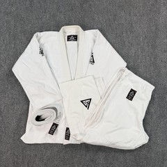 Gracie Academy Jiu-Jitsu Gi Set Mens Large 4/170 White Kimono Pants Belt Weave