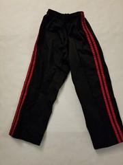 Kids Karate Pants NEW Size 1 Black w/Red Stripes. Elastic Waist w/ Drawstring