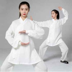 Women Chinese Traditional Cotton Linen Tai Chi Practice Martial Art Uniform Set