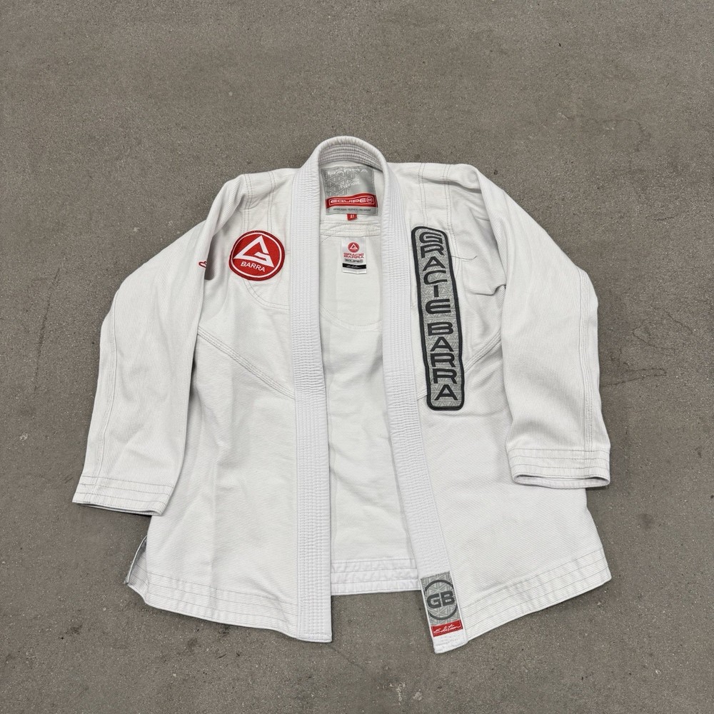 Gracie Barra Equipe Edition BJJ Gi Jiu Jitsu Jacket Mens A1 White Ripstop Kimono