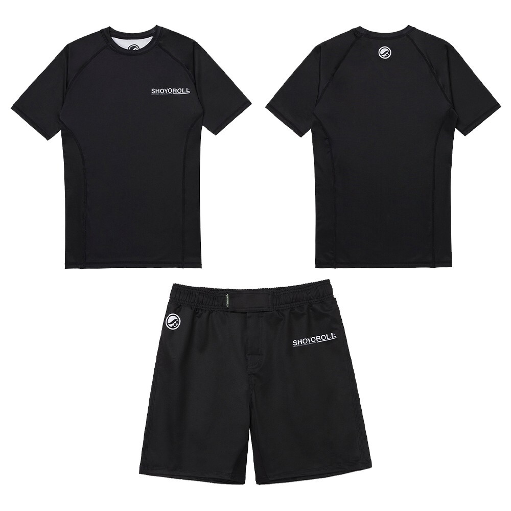 Shoyoroll Comp 24.2 Rash Guard SS and Training Fitted Shorts for BJJ Jiu Jitsu
