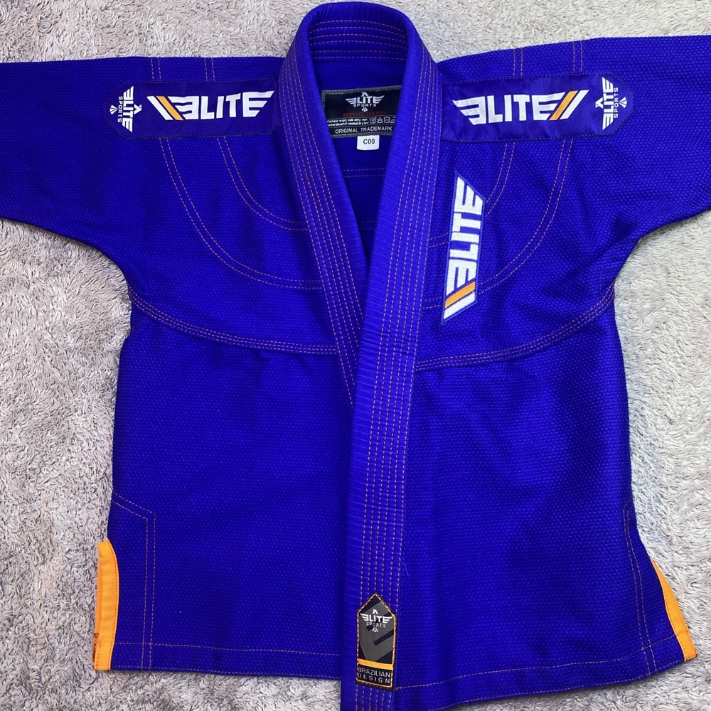 Elite Sports Gi Blue BJJ Ju Jitsu MMA Indoors Embrace The Pain Size C00 Youth