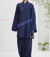 Buddhist Shaolin Monk Robe Full Set Cotton Thin Kung Fu Suit Meditation Uniforms