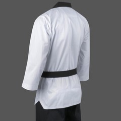 Men Mooto Official Black Collar Master Uniform Dobok Gi TKD WTF KTA Approved