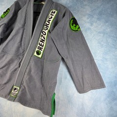 Renzo Gracie Jiu-Jitsu BJJ Gi Kimono Top Grey Green Pearl Weave A2 Fight Team