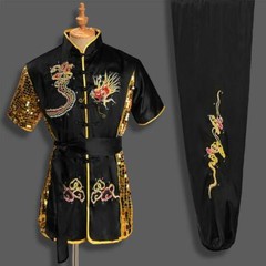 High quality dragon embroidered sequin Kung Fu Tai Chi uniform martial arts set