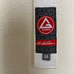 Gracie Barra Gi Belt Unisex A4 White Jiu Jitsu BJJ Kimono Uniform