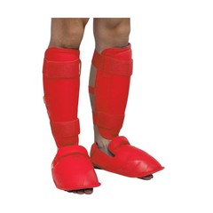 WESING Karate shin and Instep Guard Karate Gloves Approved by WKF red Small