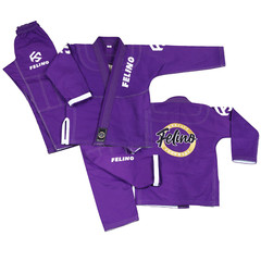 Felino Purple Kid Premium BJJ Gi Uniform Pearl Weave Brazilian Jiu Jitsu Kimono