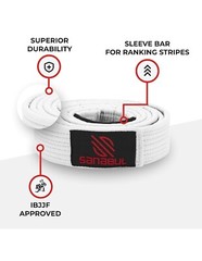 ●White, Sanabul Cintos for Professional Brazilian Jiu Jitsu BJJ.