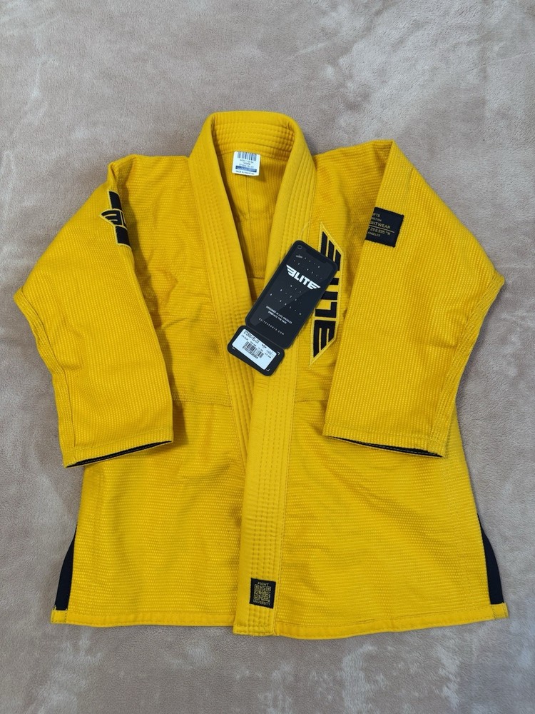 Elite Core Yellow Brazilian Jiu Jitsu MMA Karate Judo Taekwondo Kids BJJ Gi C0