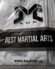 BMA Best Martial Arts V-Neck Uniform #4 180CM / White / White Belt Free Shipping
