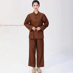 Women Men’s Shaolin Buddhist Monk Meditation Kung Fu Uniform Tai Chi cotton Suit
