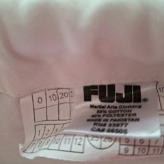 Fuji Pants Only Size AO White Martial Arts Karate Belted 'Pre Owned’