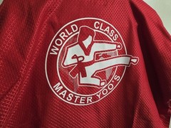 Adult VISION Taekwondo Gi Uniform Size 4/180, RED, Master Yoo Black Belt Patches