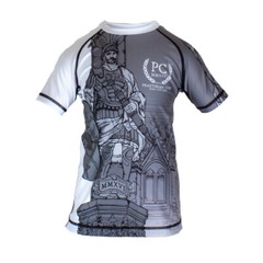 Kid’s BJJ Rash Guard | Grey and white | Cool illustration