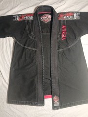 Venum Jiu Jitsi „Challenger” Series Jacket Youth Size C3, Black Cotton Red Trim