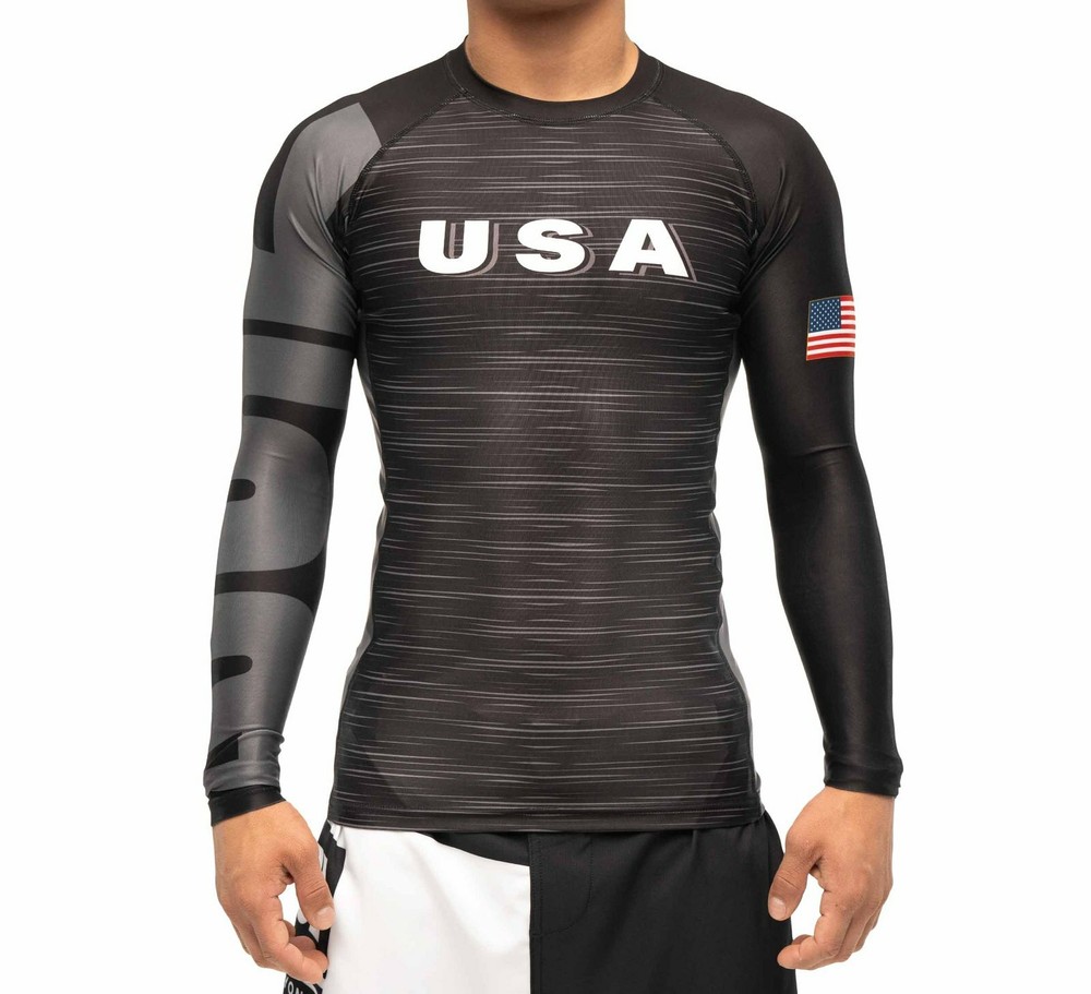 New Fuji USA 2.0 MMA BJJ Jiu Jitsu LongSleeve Long Sleeve LS Rashguard – Black