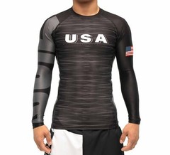 New Fuji USA 2.0 MMA BJJ Jiu Jitsu LongSleeve Long Sleeve LS Rashguard – Black